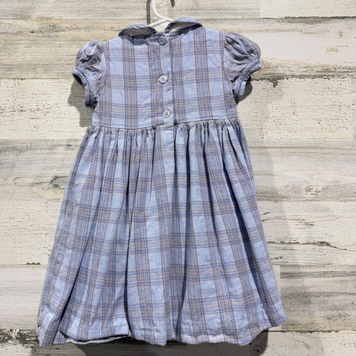 Rachel Riley Smocked Plaid Dress Girls 2Y Blue Cotton Classic British EUC2