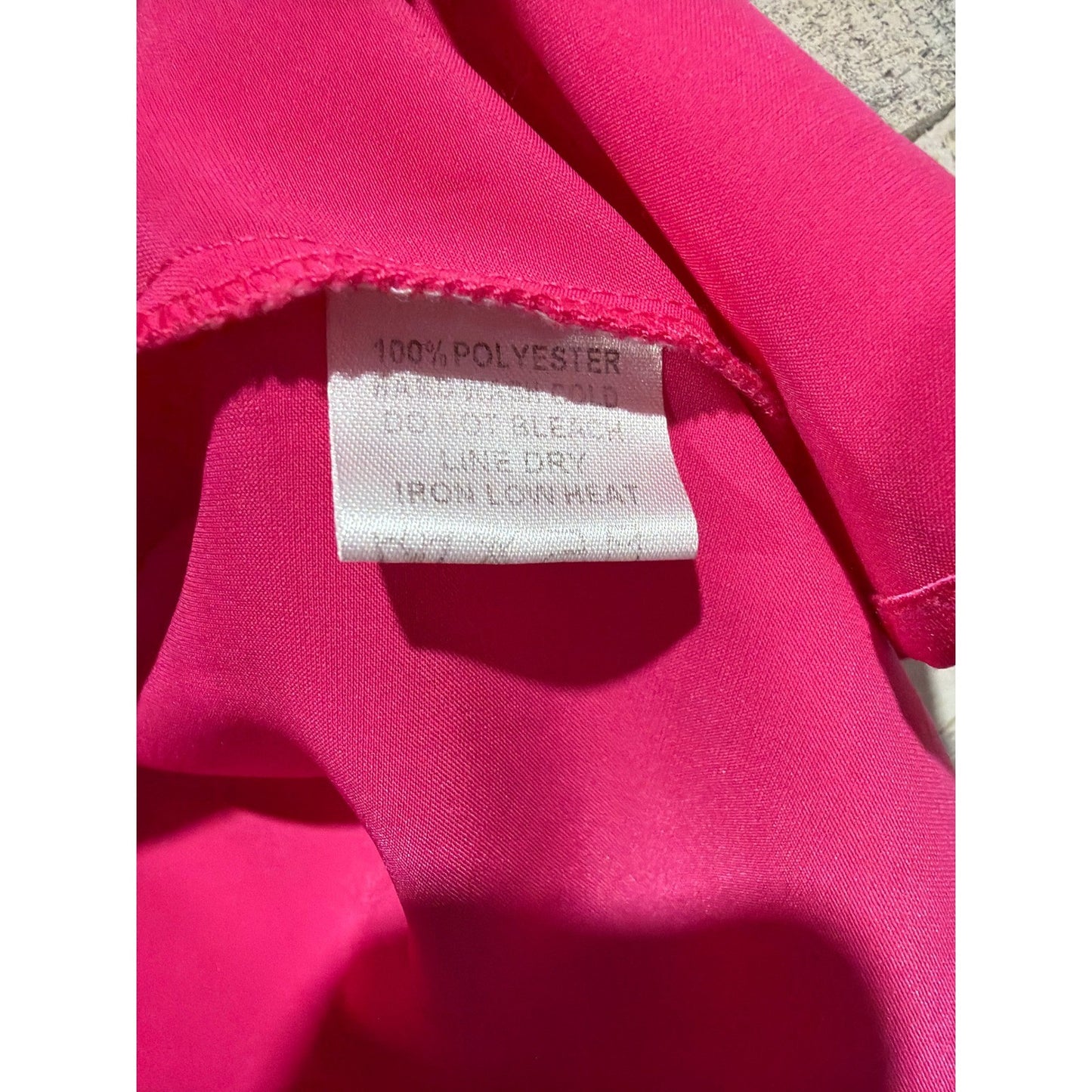 Ee:Some Satin Button Down Shirt Women Small Hot Pink Oversized Ruched Sleeve EUC3