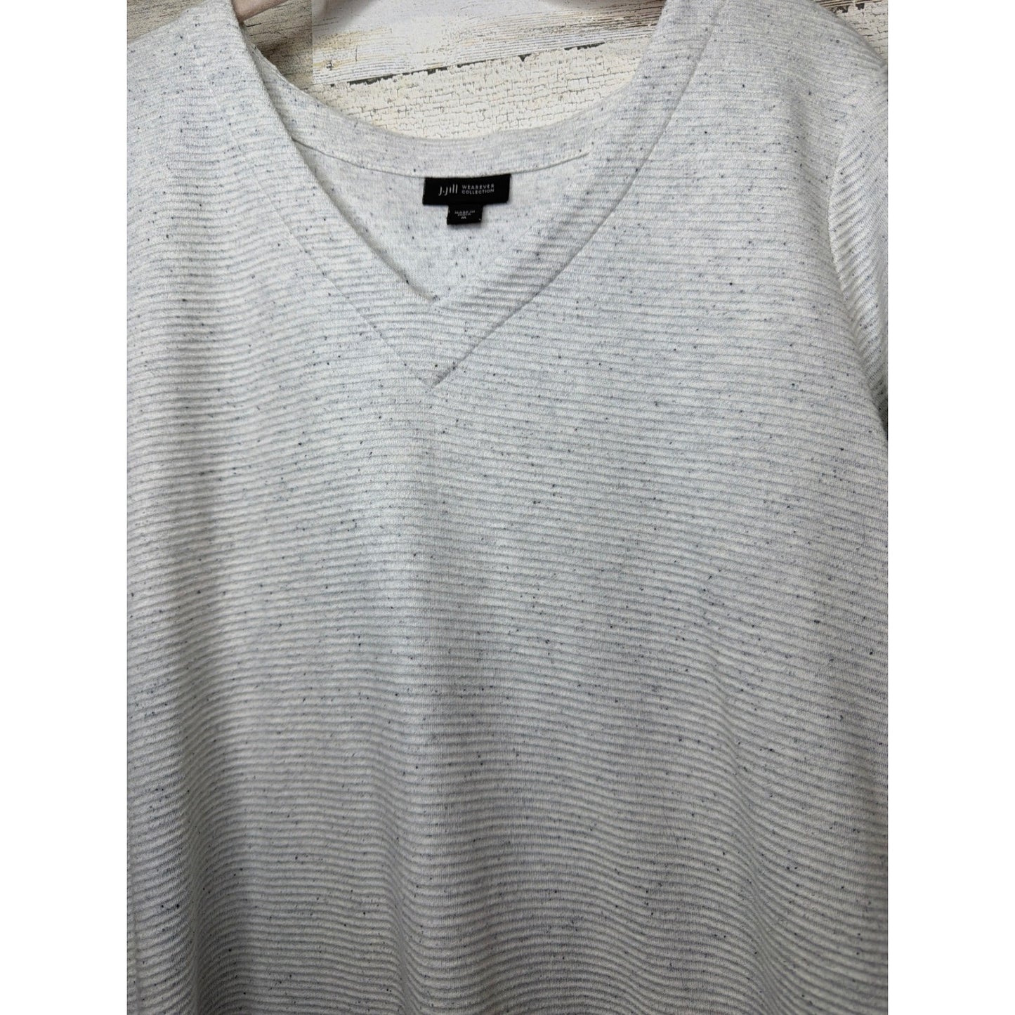 J. Jill Wearever Tunic Women M Gray Ribbed Knit Space Dye Casual EUC2