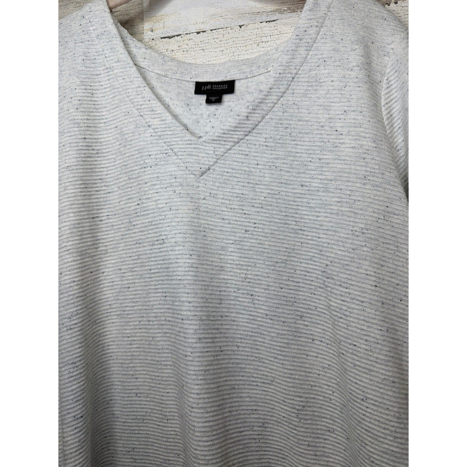 J. Jill Wearever Tunic Women M Gray Ribbed Knit Space Dye Casual EUC2
