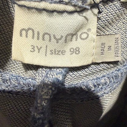Minymo Skinny Jeans Girls 3Y Blue Purple Glitter Waist Scandi NWT4