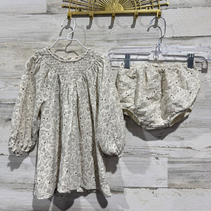 Quincy Mae Smocked Tunic Bloomer Set Girls 2-3Y Floral Organic Cotton Boho EUC0