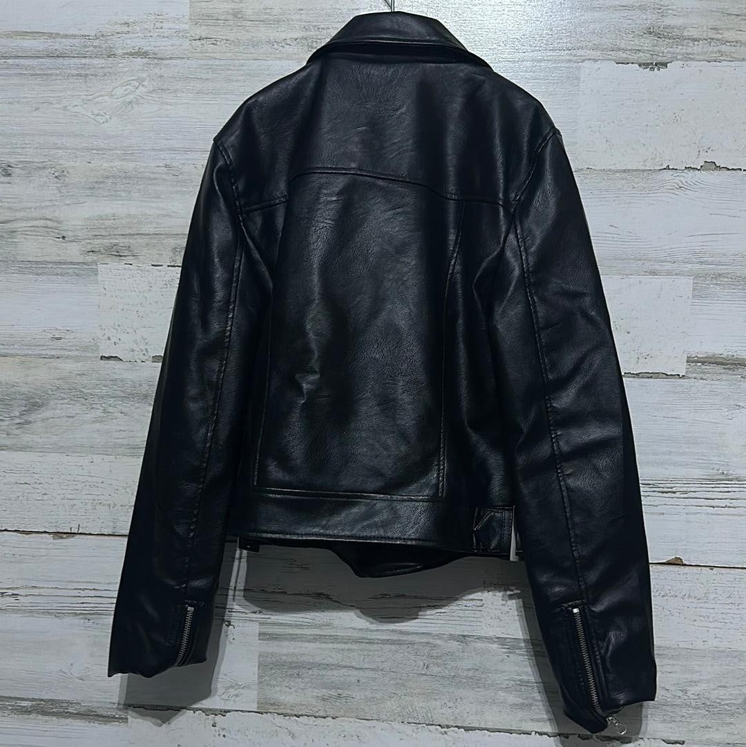 Women's Size Small (fits smaller like XS) Love Tree Black faux leather jacket -2