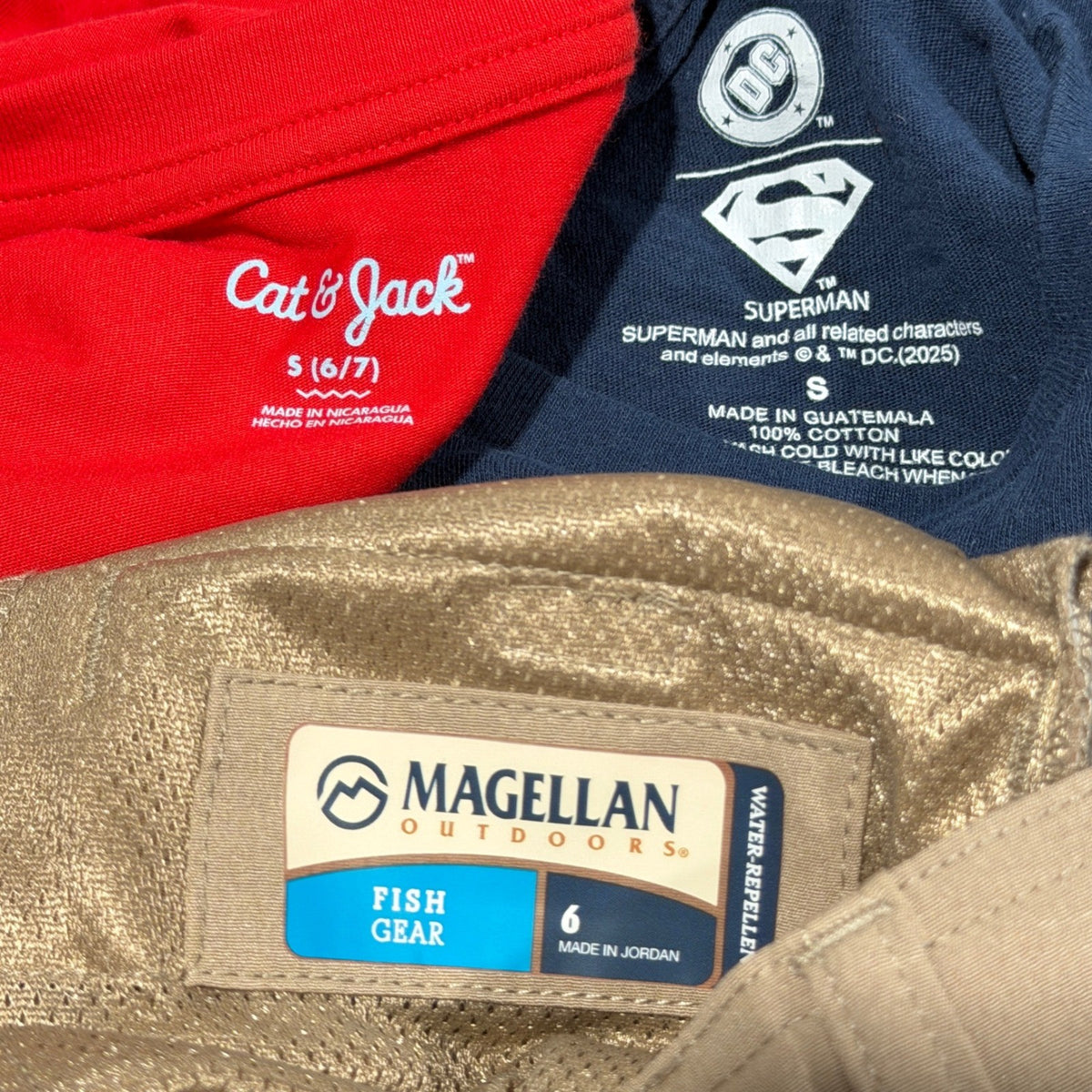 Cat & Jack Superman Magellan Boys Size 6/7 Red Khaki 3pc Bundle6