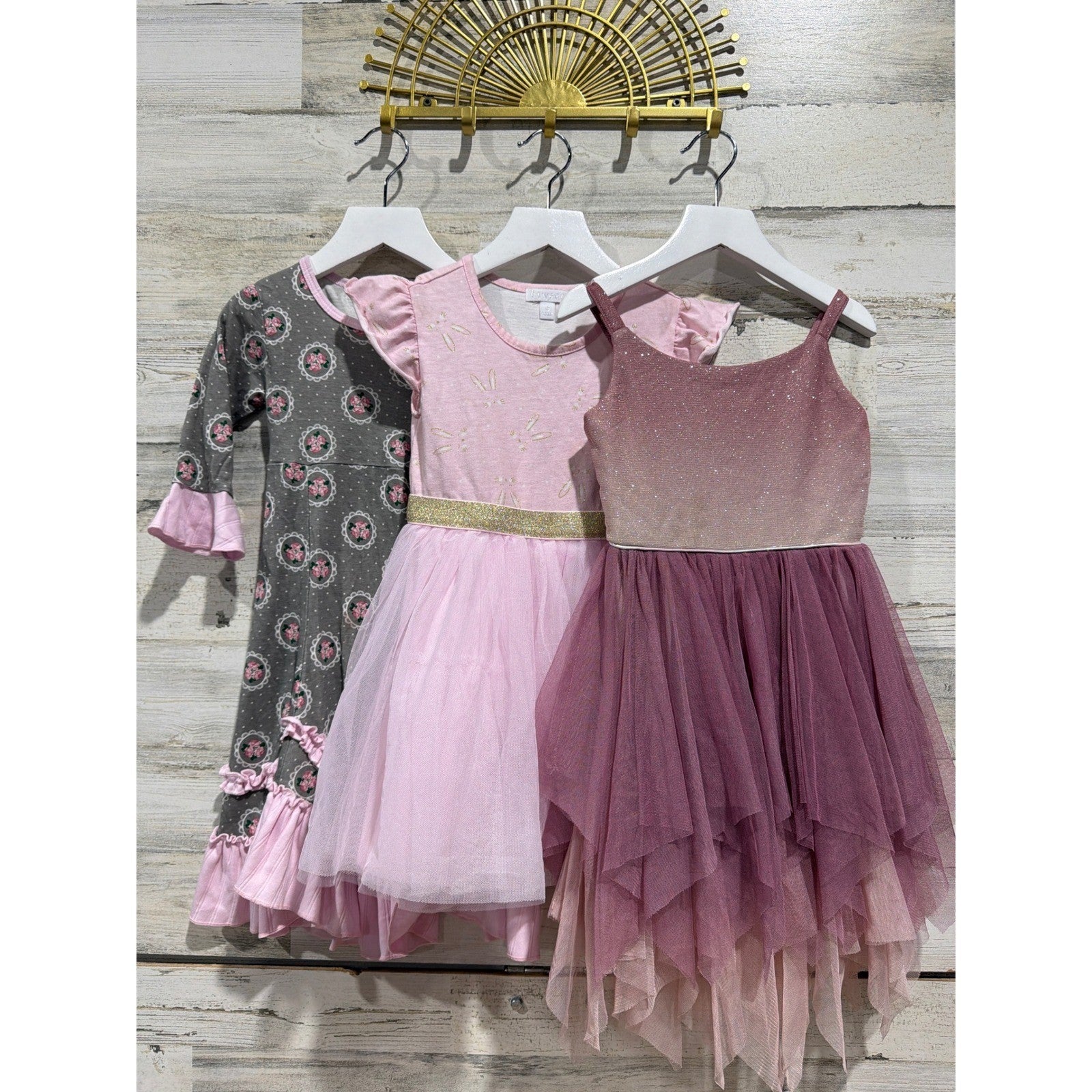 Lilli Lovebird Btween Cat & Jack Dress Bundle Girls 4 Pink Grey Floral Tulle EUC0