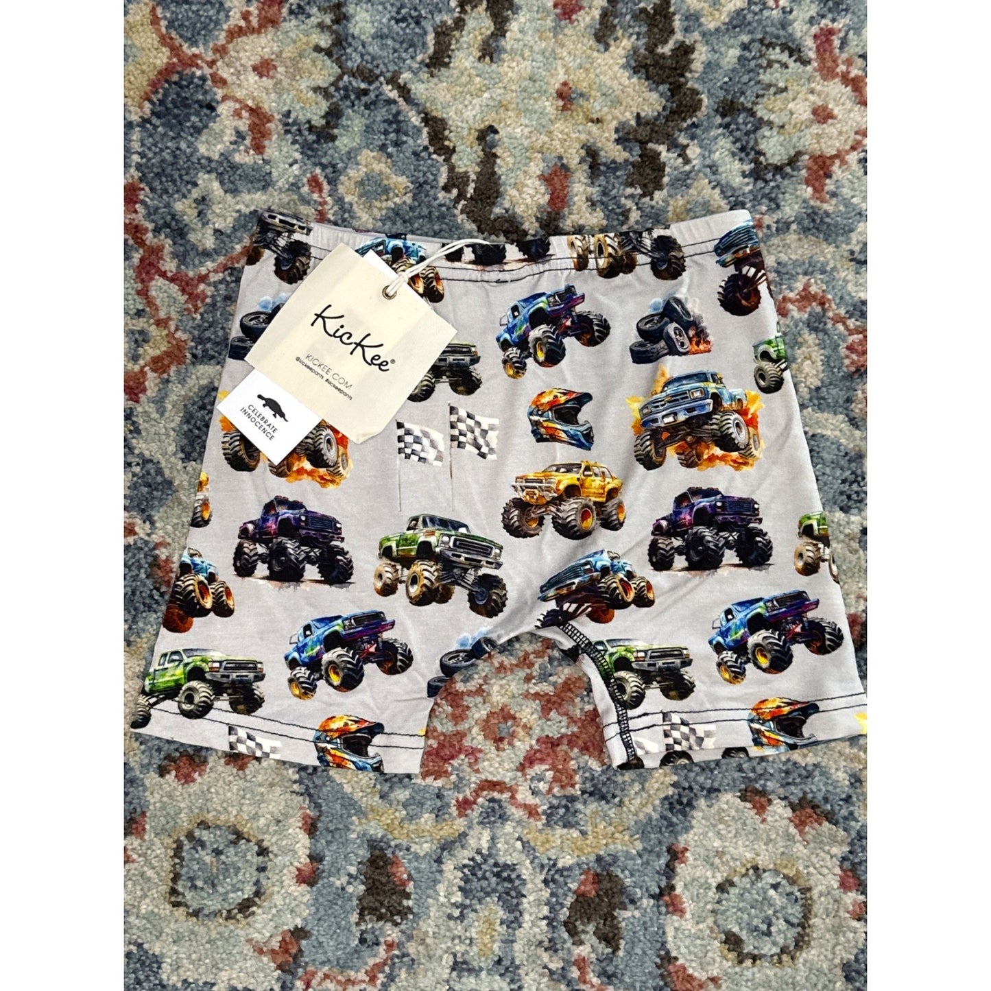 Kickee Pants Boxer Briefs Boys Small 6-8 Grey Monster Truck NWT2