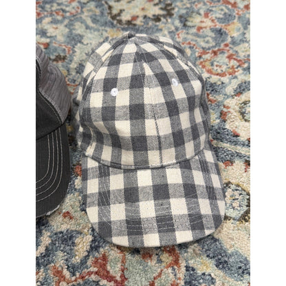 Baseball Caps Women One Size Adjustable Gray Football Plaid Sporty *Flawed2