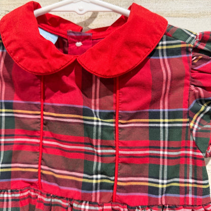 Charming Little One Plaid Dress Girls 2T Red Tartan Peter Pan Collar EUC1