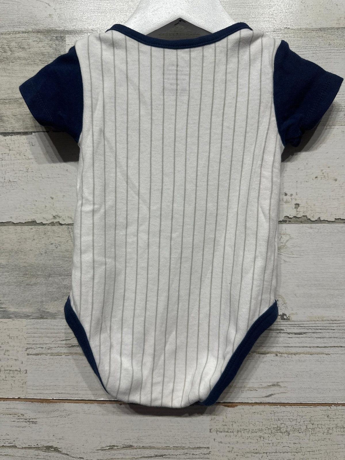 MLB Houston Astros Bodysuit Kids 6/9M White Navy Pinstripe Jersey EUC3