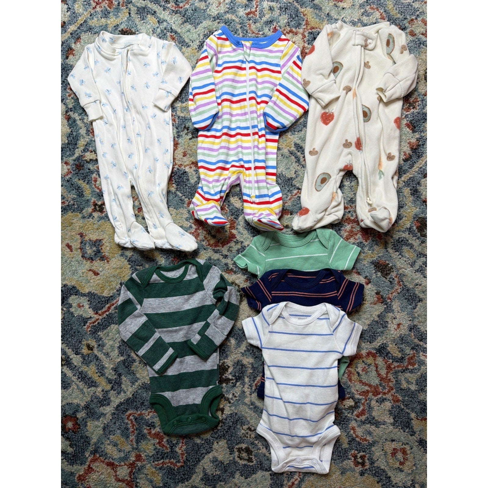 Preemie 7 Piece Baby Clothing Bundle Animals Stripes Veggie0