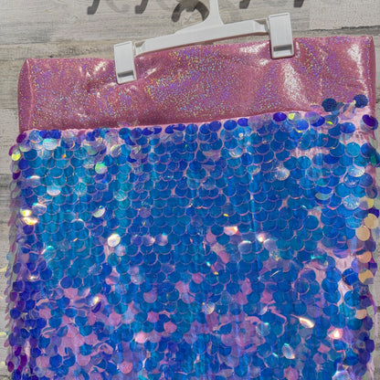 Nicole Miller Mermaid Tail Blanket Kids Shiny Pink Blue Sequin Plush Cozy EUC1