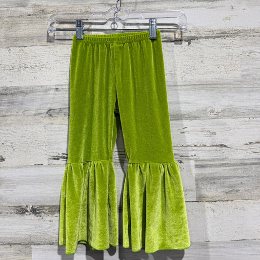Velvet Bell Bottom Pants Girls 4T Green Cotton Spandex Retro EUC0