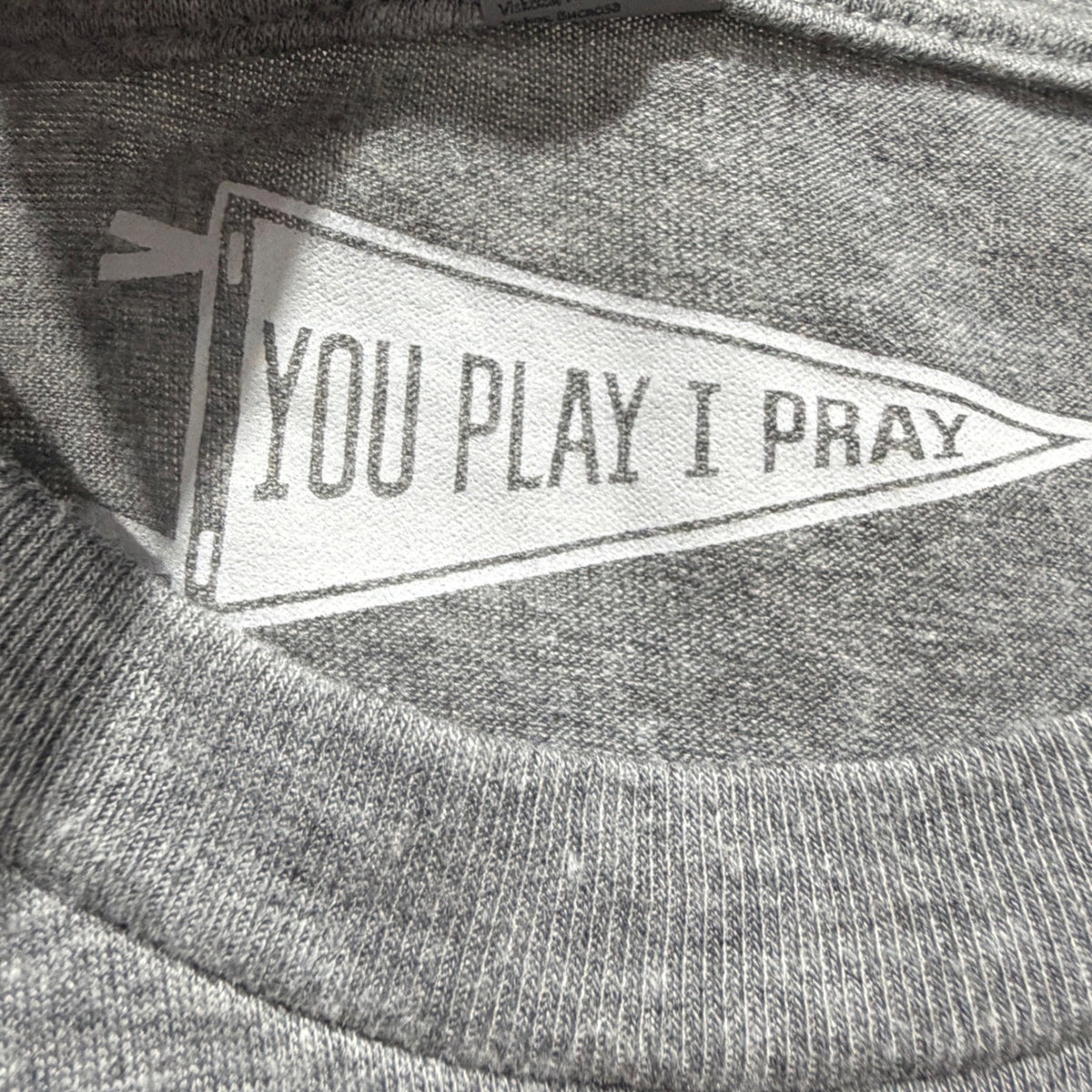 You Play I Pray Cardinals Volleyball T-Shirt Women Medium Gray Tri-Blend Flawed*2