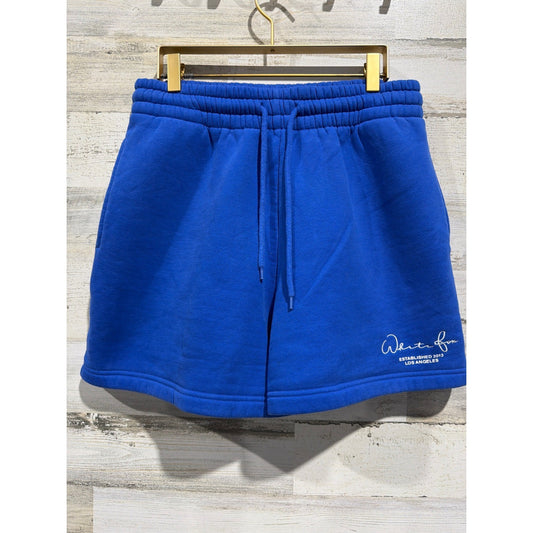 White Fox Sweat Shorts Women S Blue High Waist Logo Loungewear EUC0