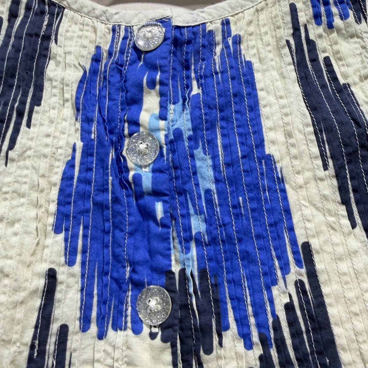 Pink Chicken Jaipur Dress Girls 8Y Blue White 100% Cotton Ikat Floral Boho EUC6