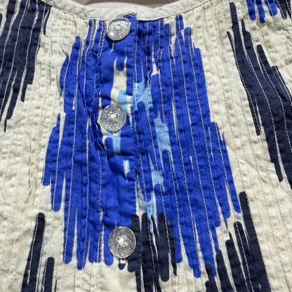Pink Chicken Jaipur Dress Girls 8Y Blue White 100% Cotton Ikat Floral Boho EUC6