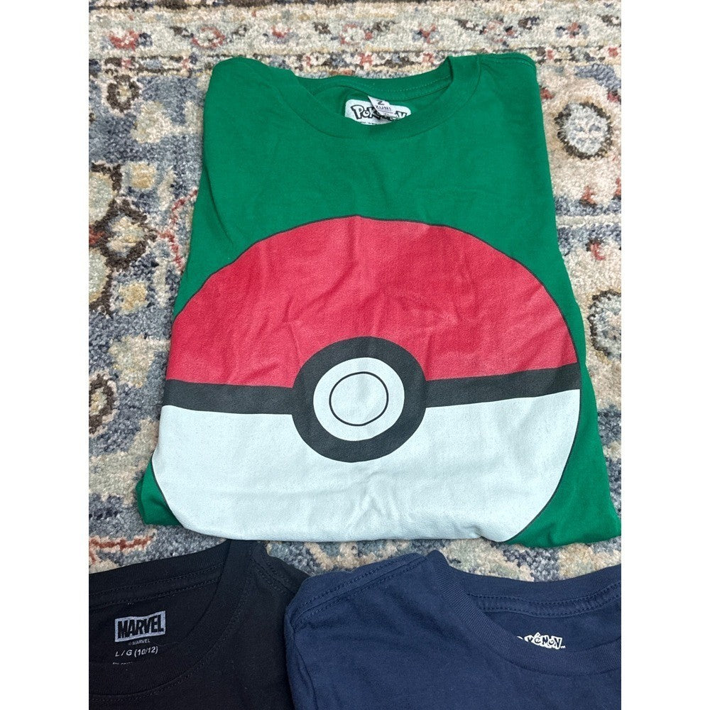 Pokémon Marvel Star Wars Kids Youth Large 10/12 Graphic Tee Bundle2