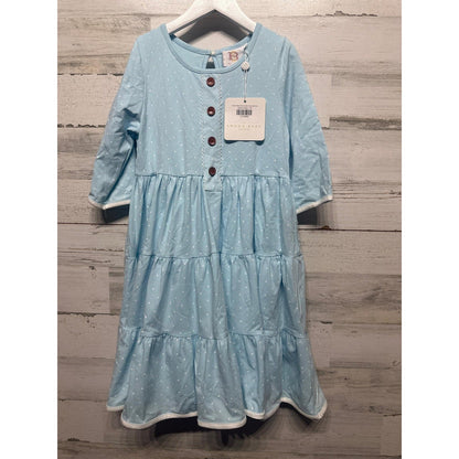 Swoon Baby Dress Girls Size 10 Light Blue Polka Dot Tiered NWT0