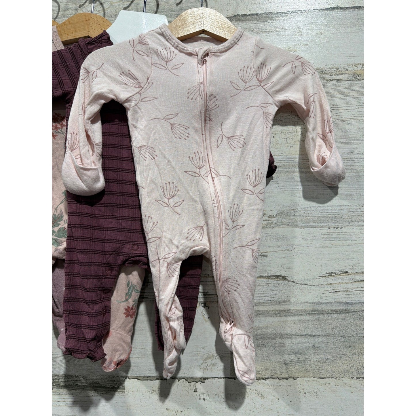 Cloud Island Carters Girls Newborn Pink Purple Floral Sleepers Bundle1