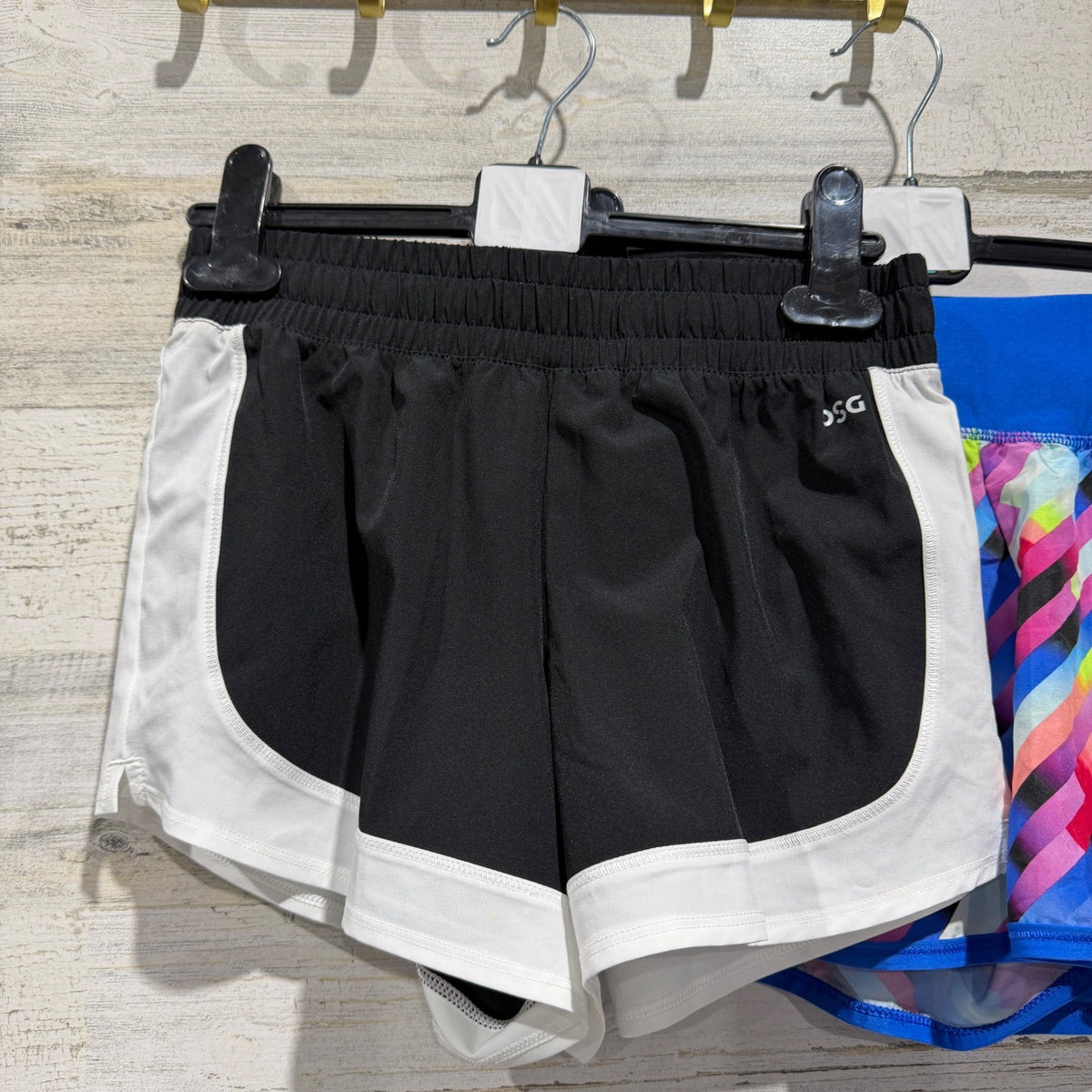 DSG Activewear Lot Shorts Sports Bra Girls M Blue Black Polyester Sporty EUC2