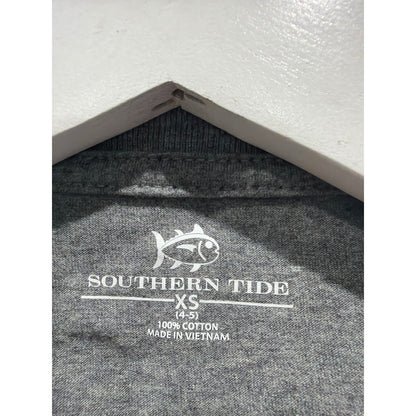Southern Tide Long Sleeve Shirt Boys XS Gray Gingerbread Fish Holiday Prep EUC2