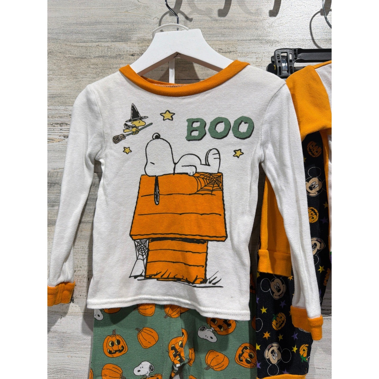 Disney Peanuts Halloween Cotton Pajamas Kids 3T Snoopy Mickey Mouse Bundle1
