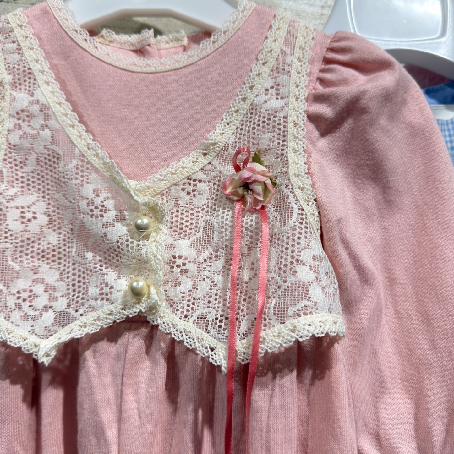 Vintage Romper Bundle Girls 6-9 Months Pink Blue Peach Lace Ruffle Retro GUC4