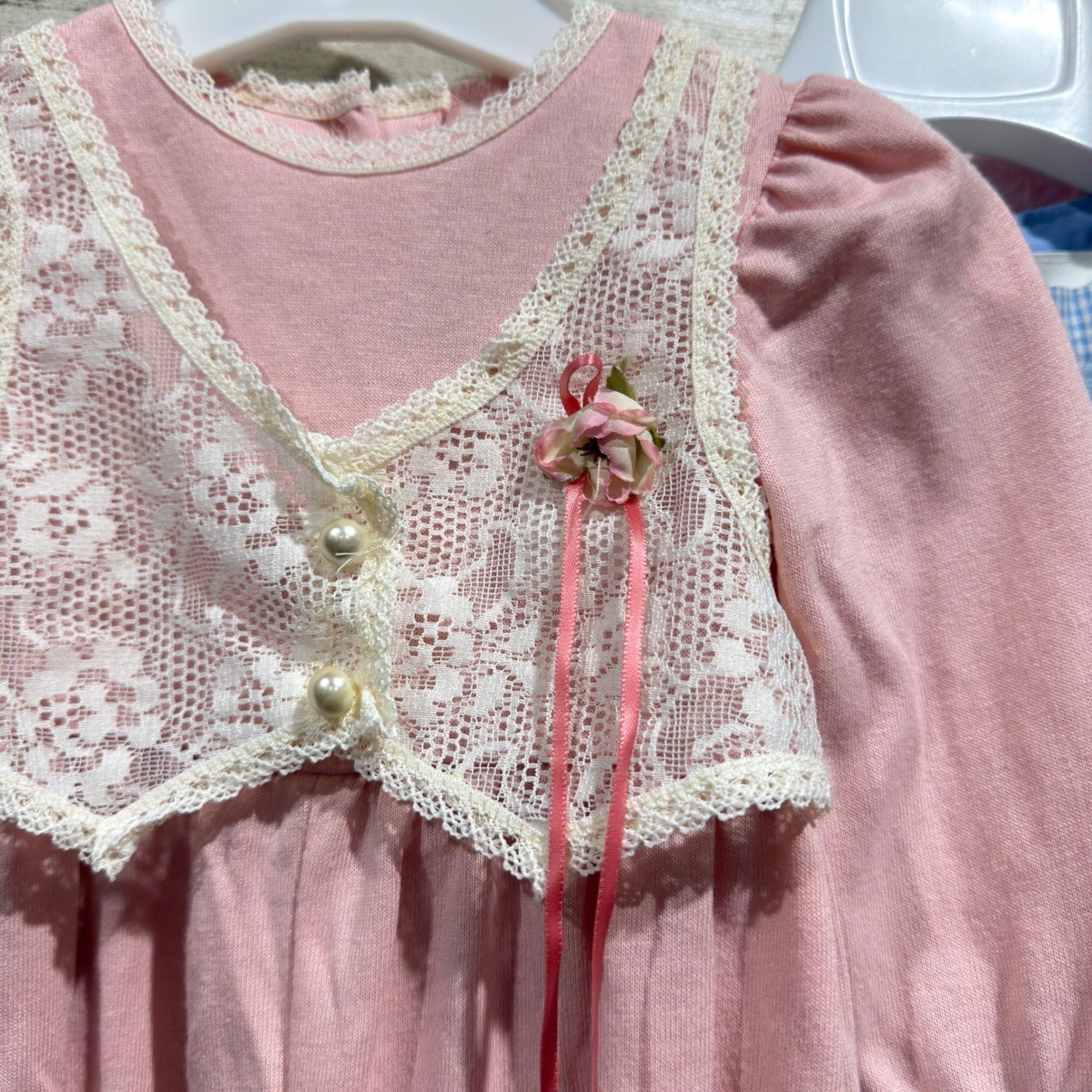 Vintage Romper Bundle Girls 6-9 Months Pink Blue Peach Lace Ruffle Retro GUC4