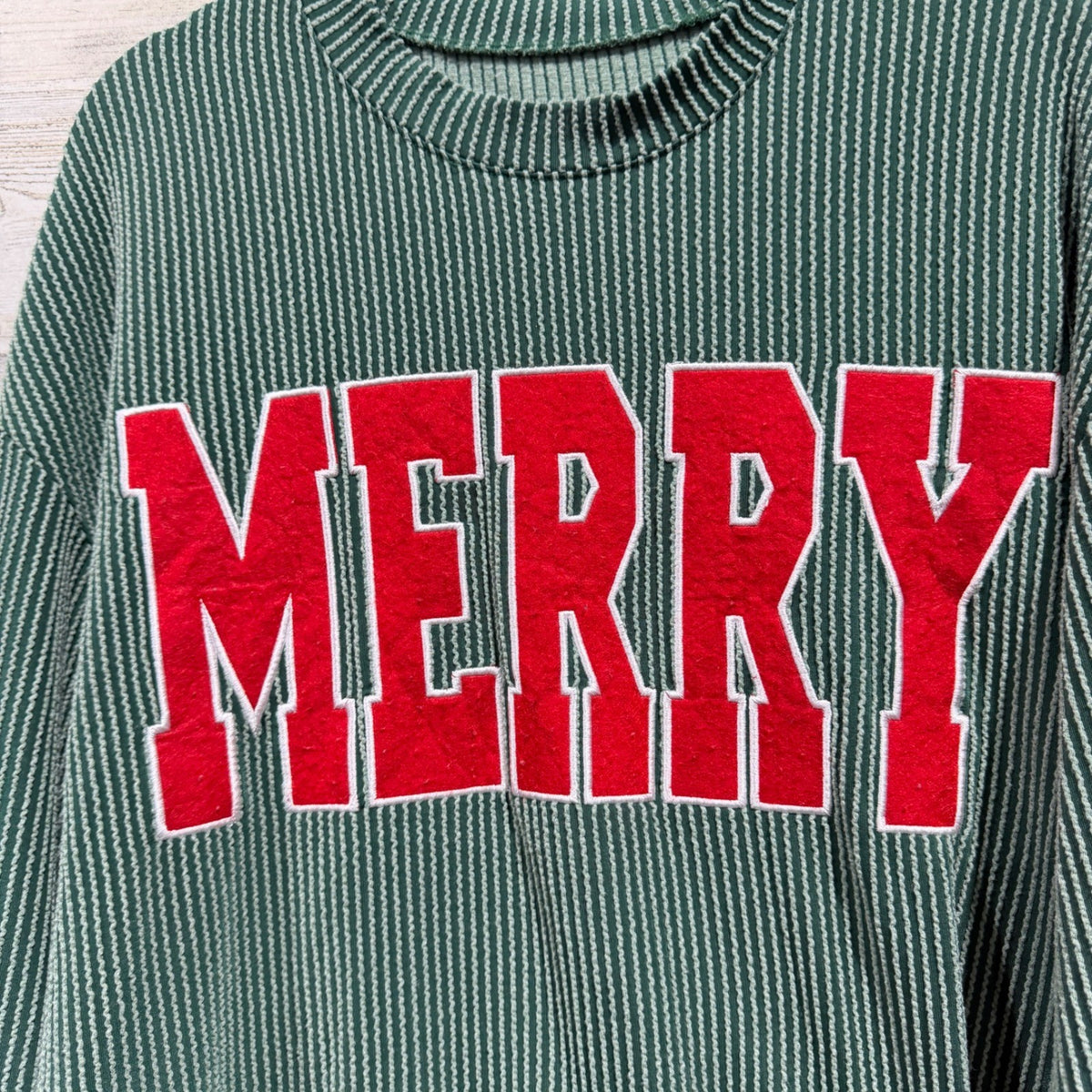 Merry Graphic Ribbed Lounge Set Women L Green Polyester Holiday EUC1
