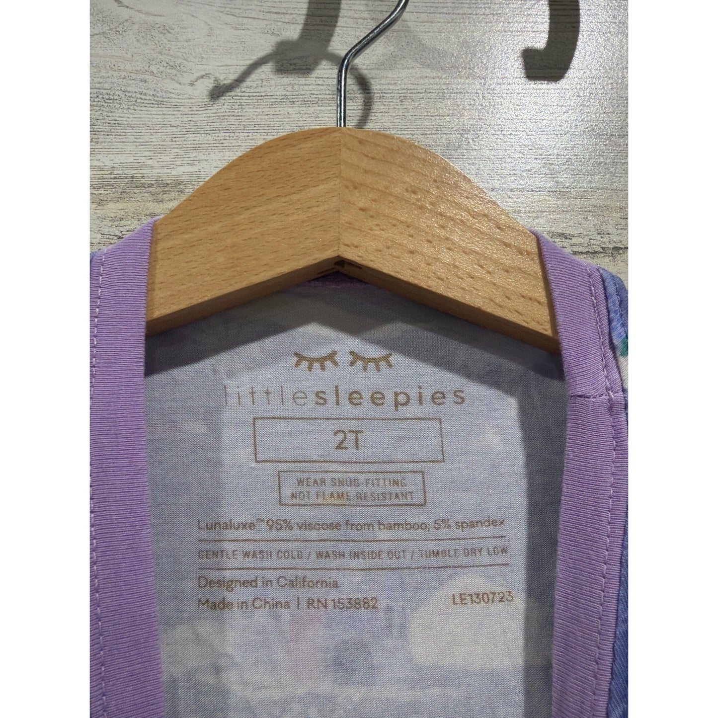 Little Sleepies Pajama Set Girls 2T Purple Swan Lake Bamboo Fairycore EUC3