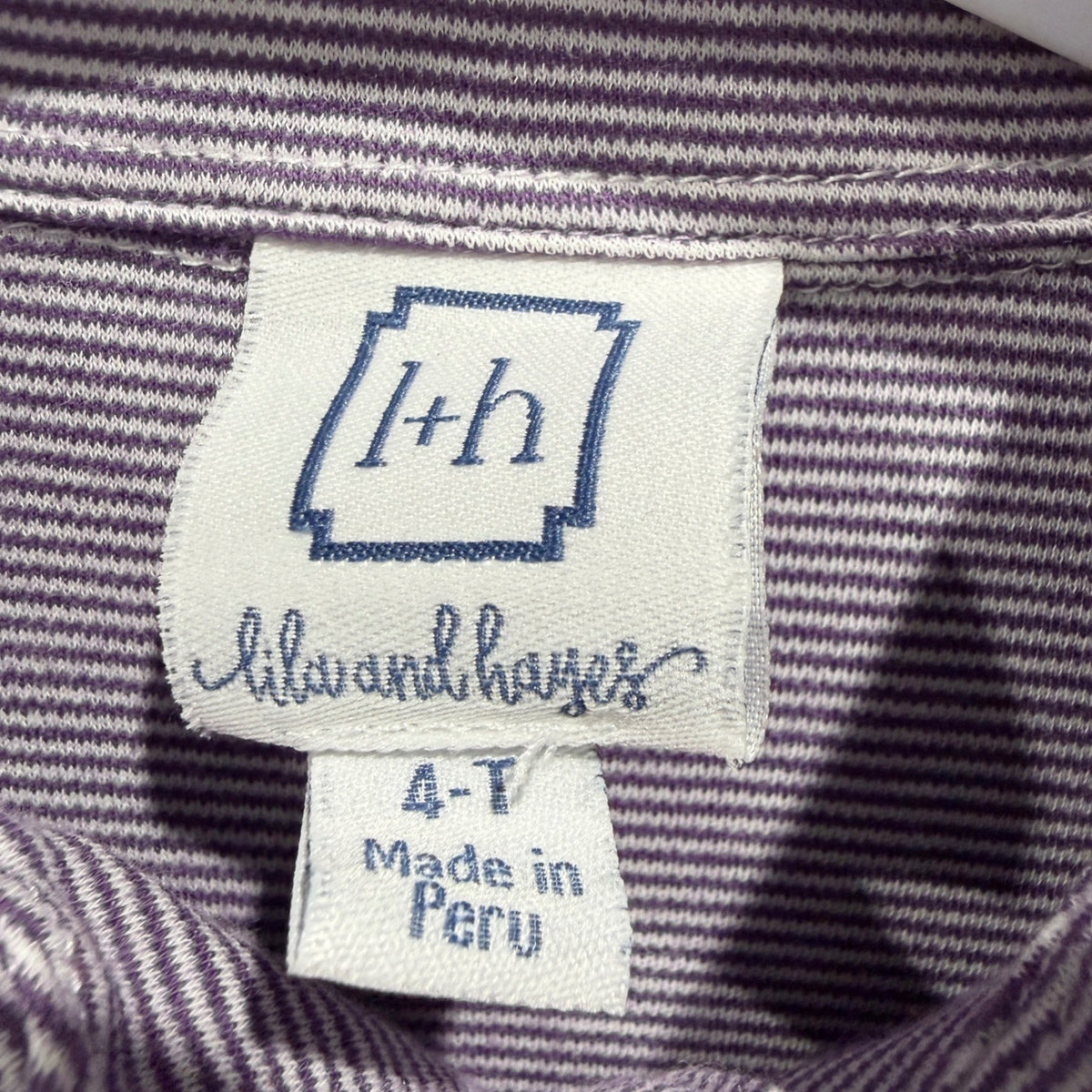 Lila and Hayes Polo Shirt Boys 4T Purple Striped Pima Cotton Classic EUC1