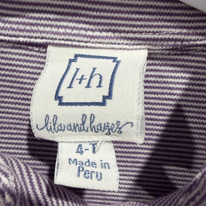 Lila and Hayes Polo Shirt Boys 4T Purple Striped Pima Cotton Classic EUC1