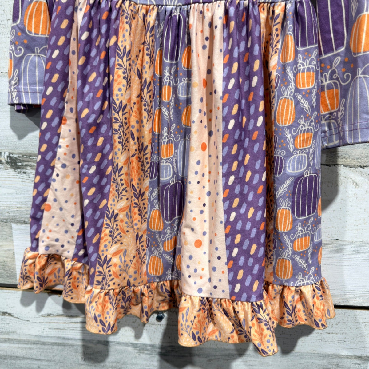Pete + Lucy Pumpkin Dress Girls 6/6X Purple Orange Ruffle Fall Boutique2