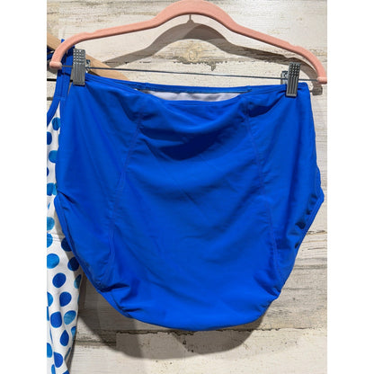 Lime Ricki Tankini Set Women Large Blue Polka Dot Retro Modest GUC3