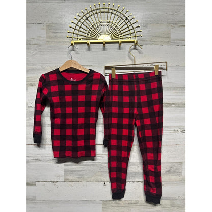 Leveret Pajama Set Boys Size 6 Red Black Buffalo Plaid Cotton Snug Fit EUC0