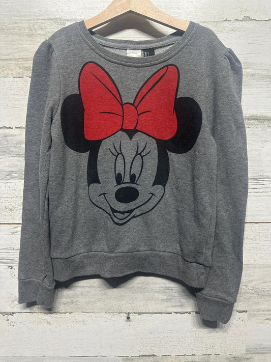 Disney Minnie Mouse Sweatshirt Girls Large Gray Puff Sleeve Graphic EUC0