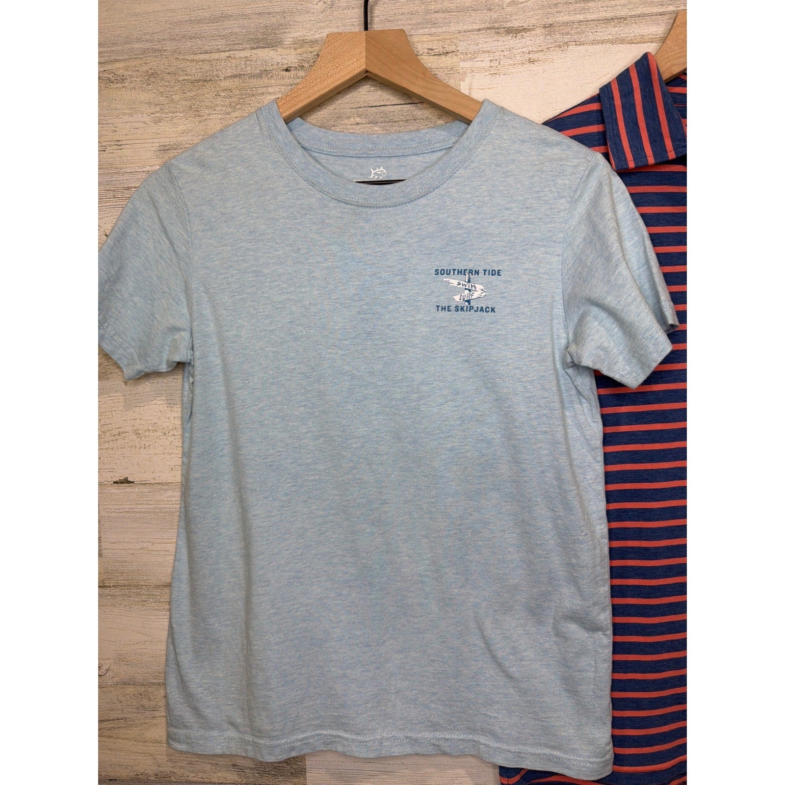 Southern Tide Shirt Bundle Boys Large 12-14 Blue Pink Striped Preppy Coastal1