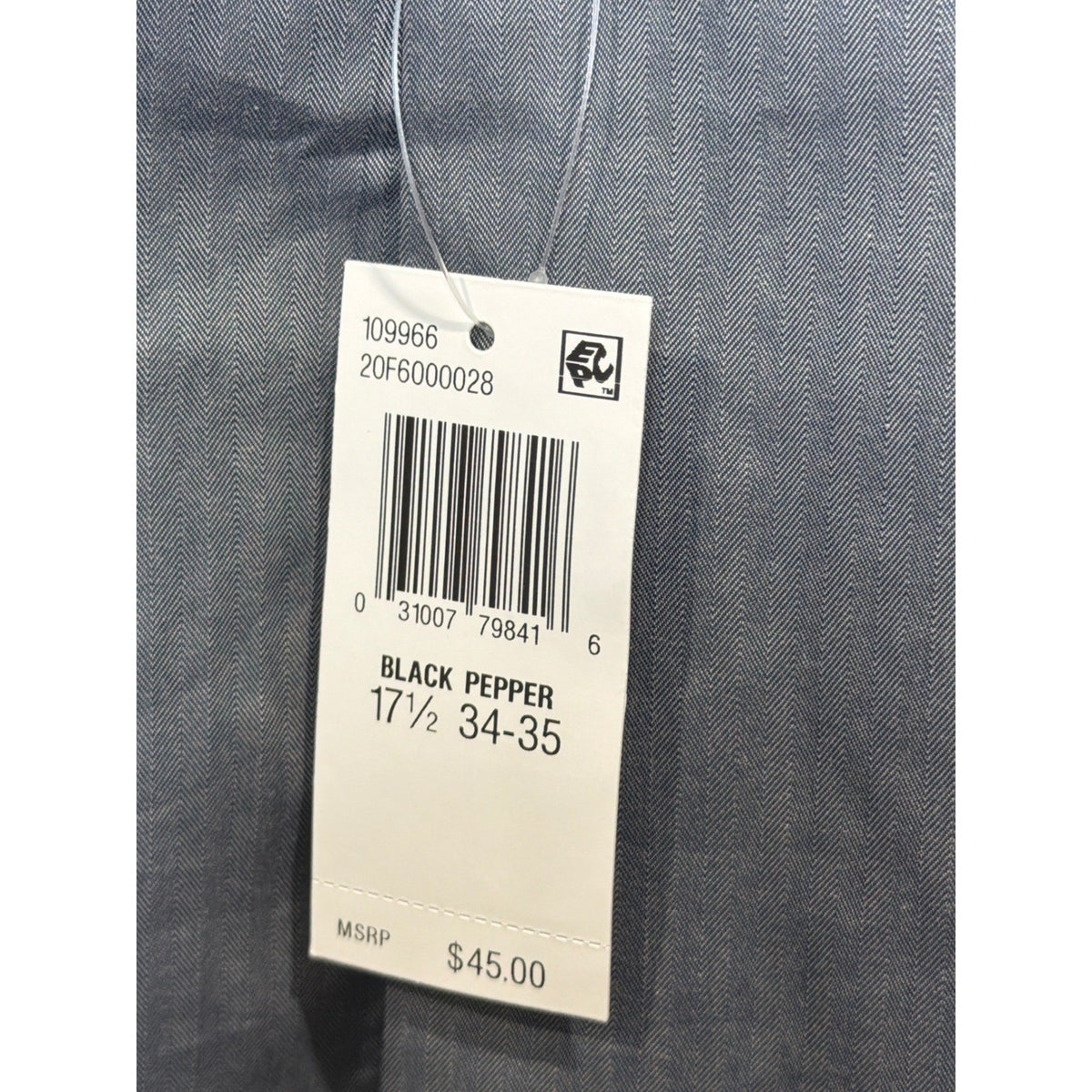 Van Heusen Dress Shirt Men 17.5 34/35 Grey Royal Herringbone Business Core NWT3