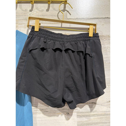 Athleta Girl Outfit Set Girls 12 Blue Black Heart The Hustle Shorts Tee EUC5