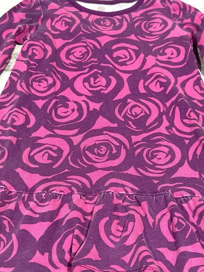 Tea Collection Long Sleeve Dress Girls Size 5 Purple Rose Floral1