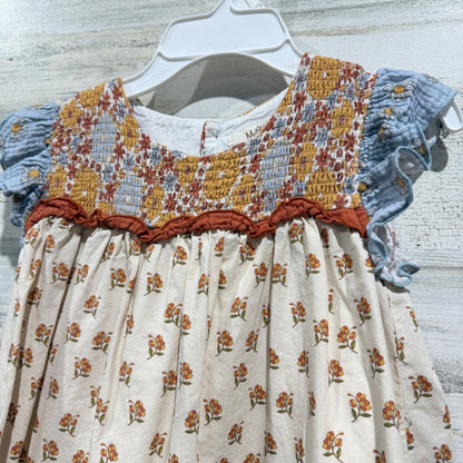 Matilda Jane Girls 10Y Multicolor Floral Smocked Ruffle Top Boho EUC1