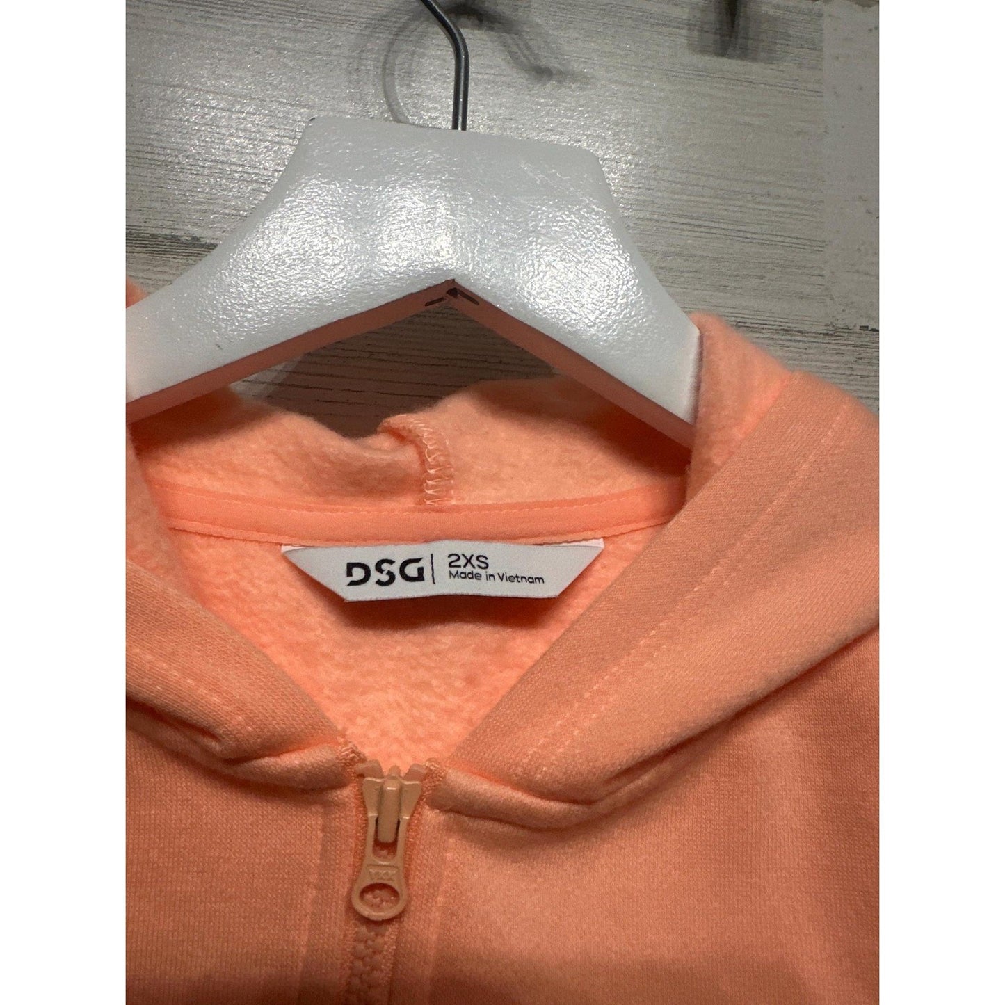 DSG Full Zip Hoodie Kids 2XS 4/5 Peach Cropped Fleece Sweatshirt EUC1