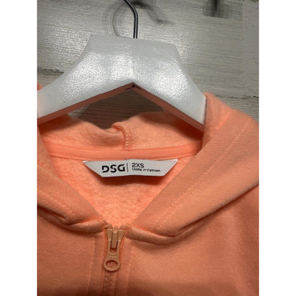 DSG Full Zip Hoodie Kids 2XS 4/5 Peach Cropped Fleece Sweatshirt EUC1