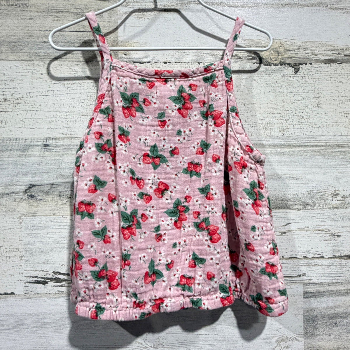 Mini Boden Cami Top Girls 11/12 Pink Strawberry Gauze *Flawed*4