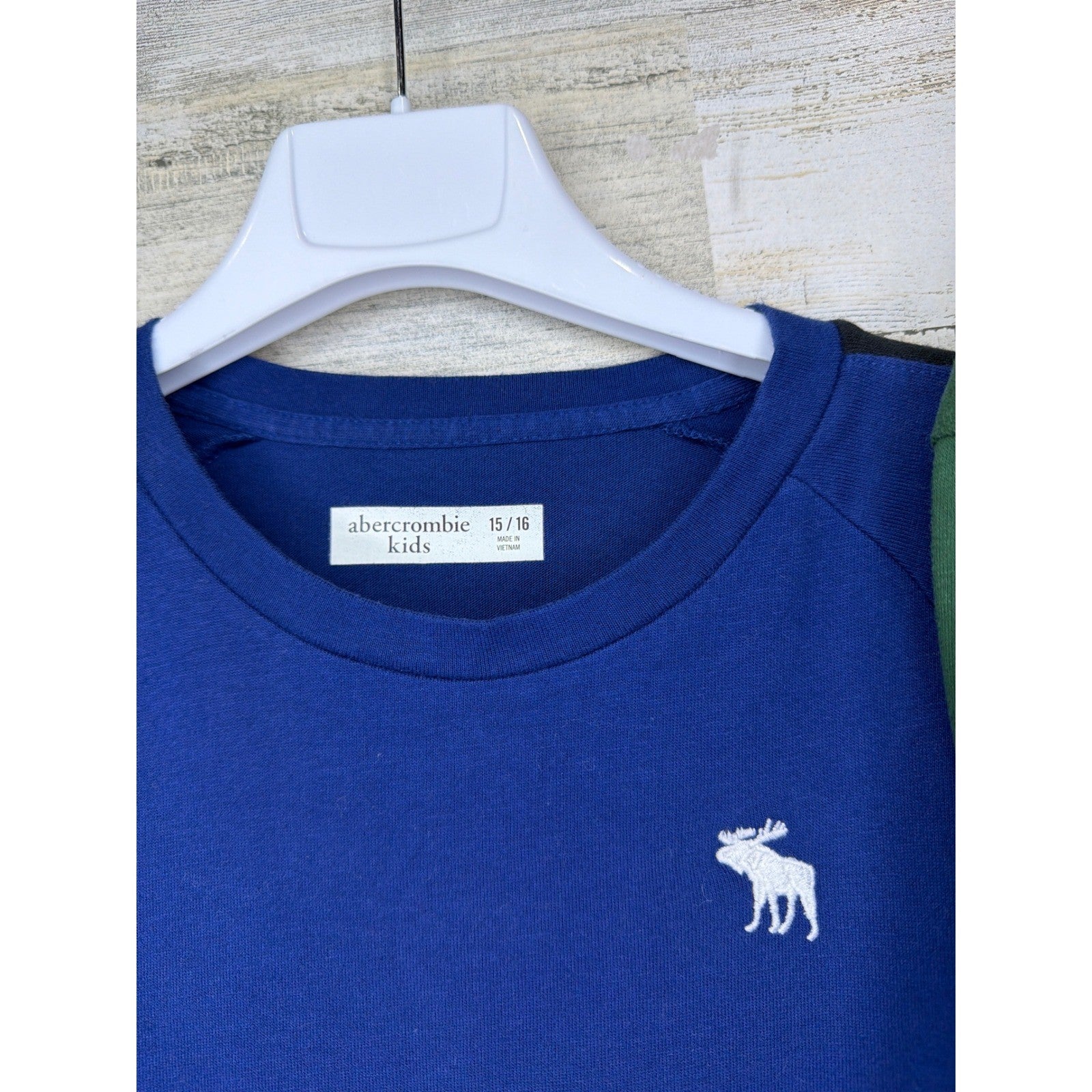 Abercrombie Long Sleeve Shirt Bundle Boys 15/16 Blue Green Moose Logo1