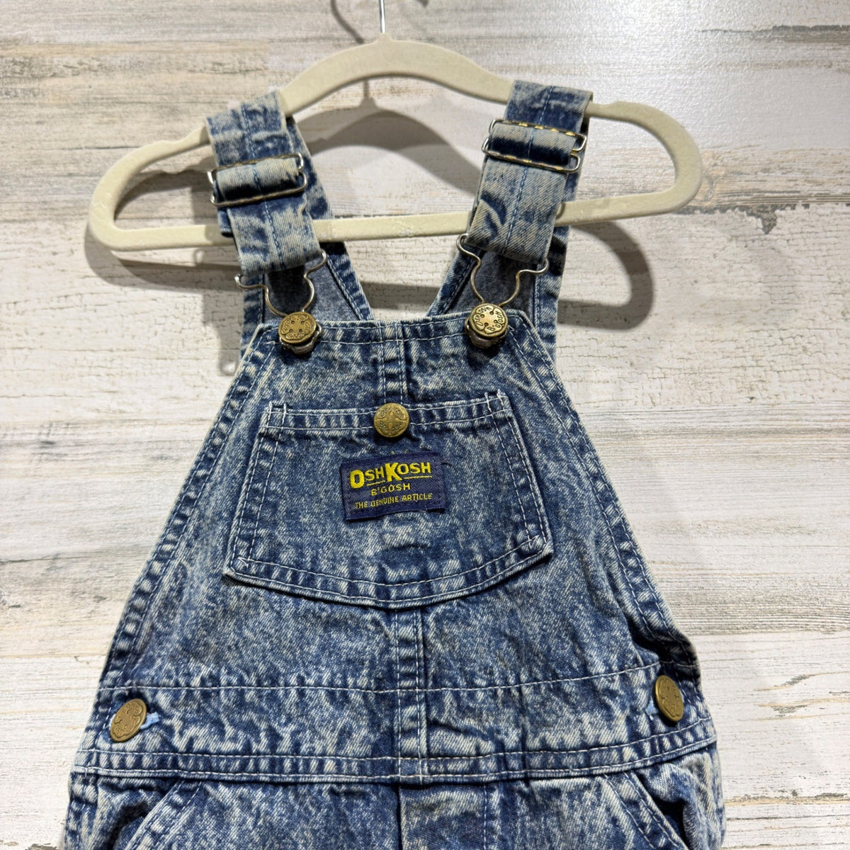 Vintage OshKosh B'gosh Vestbak Shortalls Kids 3T Blue Acid Wash Denim4