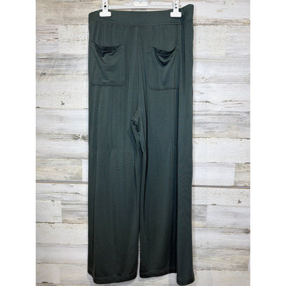 Lou & Grey Wide Leg Pants Women Large Green Signature Soft Loungewear EUC3
