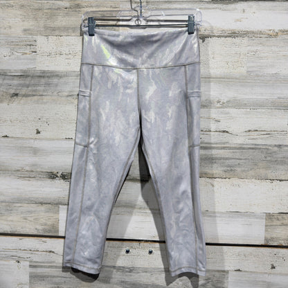 Zyia Active Metallic Iridescent Camo Leggings Women 6-8 Silver Active Modern0