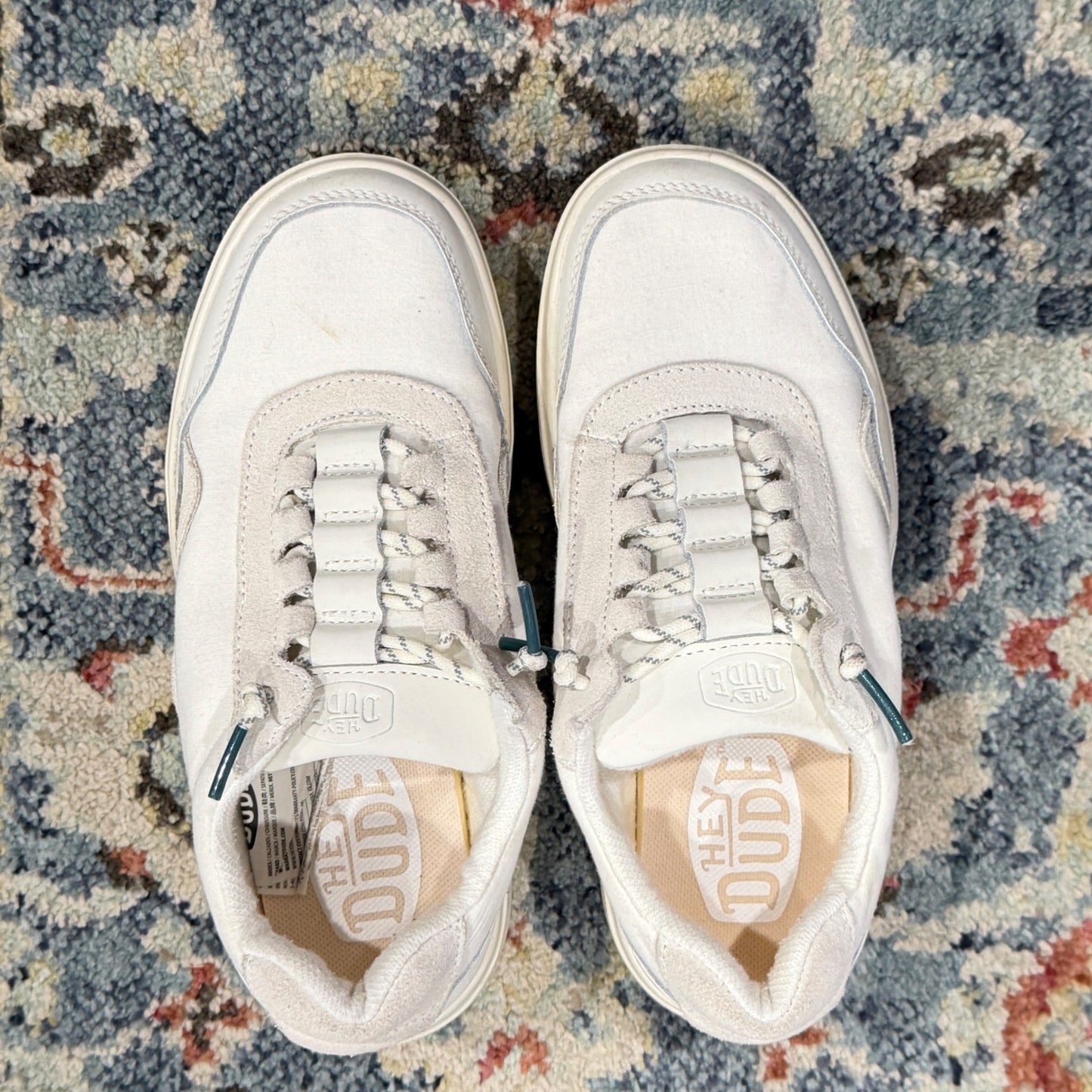 Hey Dude Hudson Lift Sport Kids W5 Cream Platform Sneaker Casual GUC3