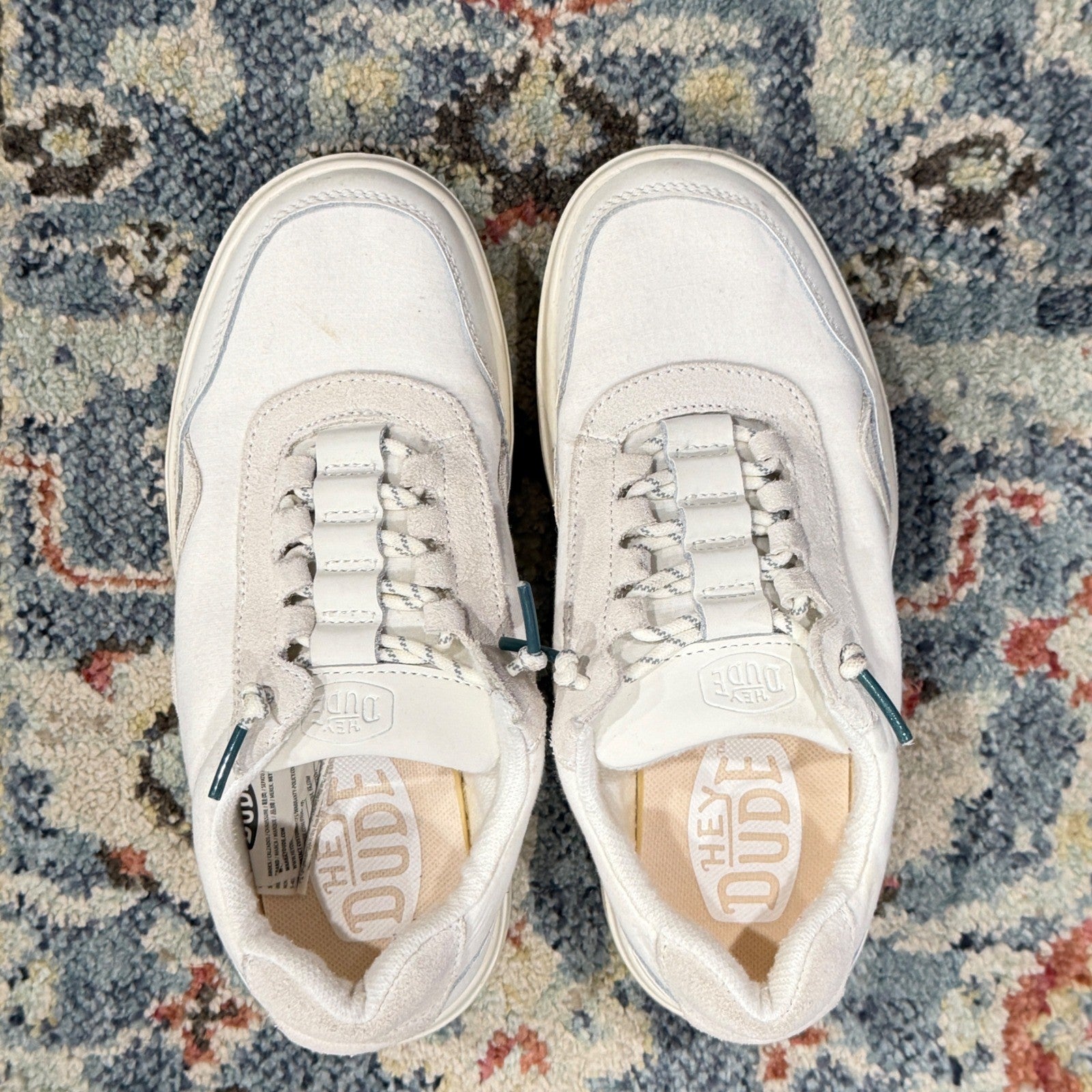 Hey Dude Hudson Lift Sport Kids W5 Cream Platform Sneaker Casual GUC3